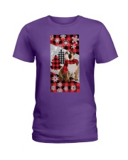Bulldog magical christmas dog lover Ladies T-Shirt tile