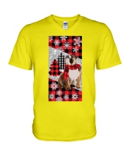 Bulldog magical christmas dog lover V-Neck T-Shirt tile
