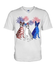 Basenji flag colors V-Neck T-Shirt tile