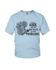 Penguin a girl has tattoos penguin lovers Youth T-Shirt tile