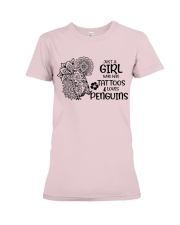 Penguin a girl has tattoos penguin lovers Premium Fit Ladies Tee tile