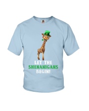 Giraffe let the shenanigans begins giraffe lover Youth T-Shirt tile