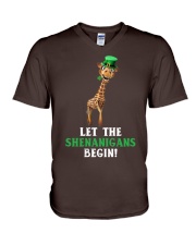 Giraffe let the shenanigans begins giraffe lover V-Neck T-Shirt tile