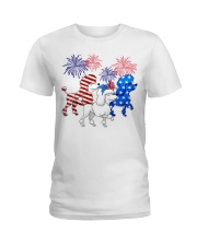 Poodle flag colors Ladies T-Shirt tile