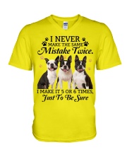 fn 8 boston terrier make mistake twice V-Neck T-Shirt tile
