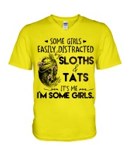 Sloth easily distracted sloth lovers V-Neck T-Shirt tile
