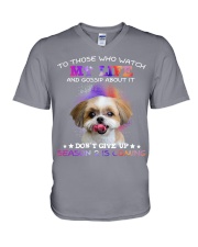 Shih Tzu Don't Gossip about my life V-Neck T-Shirt tile
