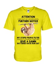 Sloth i am out of order sloth lover V-Neck T-Shirt tile