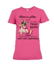 Bulldog Silence is very suspicious Gift for you Premium Fit Ladies Tee tile