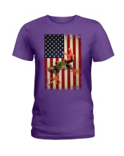 Frog smile flag frog lovers Ladies T-Shirt tile