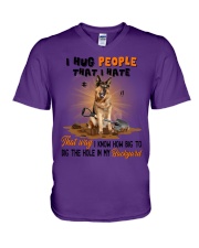 German Shepherd I hug people that I hate Gift for you V-Neck T-Shirt tile