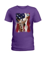 Giraffe butterfly on nose giraffe lover Ladies T-Shirt tile