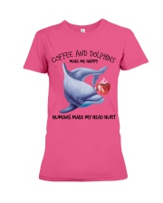 Dolphins And Coffee make me happy Gift for you Premium Fit Ladies Tee tile