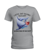 Dolphins And Coffee make me happy Gift for you Ladies T-Shirt tile