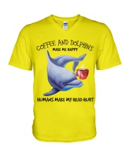 Dolphins And Coffee make me happy Gift for you V-Neck T-Shirt tile