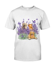 Golden Retriever And Gorgeous Purple Flower - for Golden retriever lover Classic T-Shirt front