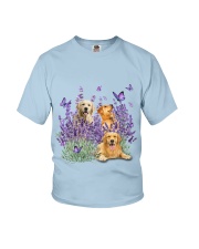 Golden Retriever And Gorgeous Purple Flower - for Golden retriever lover Youth T-Shirt tile