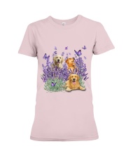 Golden Retriever And Gorgeous Purple Flower - for Golden retriever lover Premium Fit Ladies Tee tile