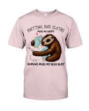 Sloths And knitting make me happy Gift for you Premium Fit Mens Tee tile