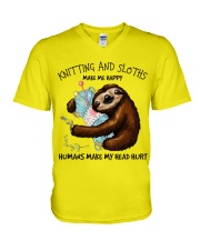 Sloths And knitting make me happy Gift for you V-Neck T-Shirt tile