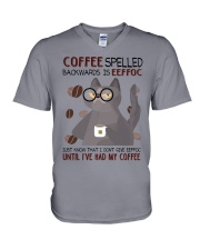 Cat coffee eeffoc cat lover cat mom V-Neck T-Shirt tile
