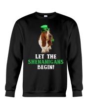 Basset hound let the shenanigans begins dog mom Crewneck Sweatshirt front