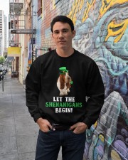 Basset hound let the shenanigans begins dog mom Crewneck Sweatshirt lifestyle-unisex-sweatshirt-front-2