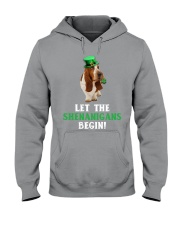 Basset hound let the shenanigans begins dog mom Hooded Sweatshirt tile