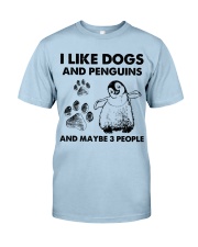 Penguin and dog three people Classic T-Shirt tile
