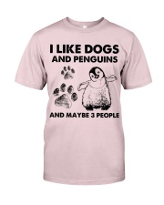 Penguin and dog three people Premium Fit Mens Tee tile