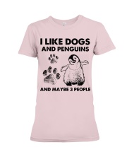 Penguin and dog three people Premium Fit Ladies Tee tile
