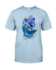Butterfly blue flowers Classic T-Shirt tile