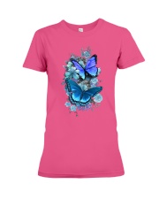 Butterfly blue flowers Premium Fit Ladies Tee tile