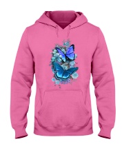Butterfly blue flowers Hooded Sweatshirt tile