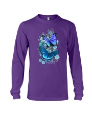 Butterfly blue flowers Long Sleeve Tee tile