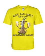 Goat And Beer make me happy Gift for you V-Neck T-Shirt tile