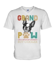 Boston Terrier grand paw dog moms V-Neck T-Shirt tile