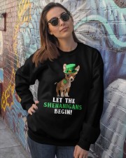 Chihuahua let the shenanigans begins dog mom Crewneck Sweatshirt lifestyle-unisex-sweatshirt-front-3