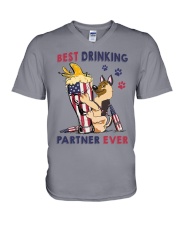 German shepherd best drinking partner V-Neck T-Shirt tile