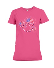 Dolphin flag fireworks dolphin lovers Premium Fit Ladies Tee tile