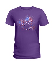 Dolphin flag fireworks dolphin lovers Ladies T-Shirt tile