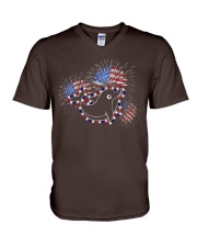 Dolphin flag fireworks dolphin lovers V-Neck T-Shirt tile