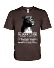 Boxer i am really there boxer lover dog mom V-Neck T-Shirt tile