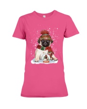 Pug christmas ball gift for pug mom dog lover Premium Fit Ladies Tee tile