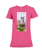 Cat Little angel in the garden Gift for you Premium Fit Ladies Tee tile