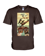 Yorkie Trust me I'm a pilot gift for you V-Neck T-Shirt tile