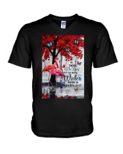 Flamingo they walk beside us wings bird lover V-Neck T-Shirt tile