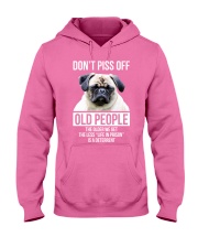 Pug dont piss off old people pug lovers Hooded Sweatshirt tile