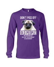 Pug dont piss off old people pug lovers Long Sleeve Tee tile
