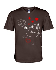 Chihuahua heart to heart dog lover personalized V-Neck T-Shirt tile